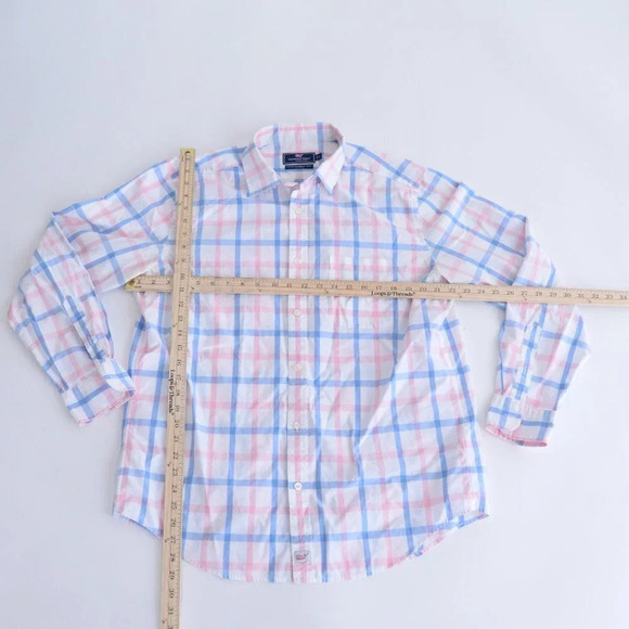 Vineyard Vines White Pink Blue Checker Classic Fit Murray Shirt 100% Cotton Shir - Picture 4 of 14
